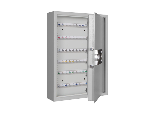 Schlüsseltresor mit Elektronikschloss und 120 Haken, geöffneter Tür in Frontal Ansicht